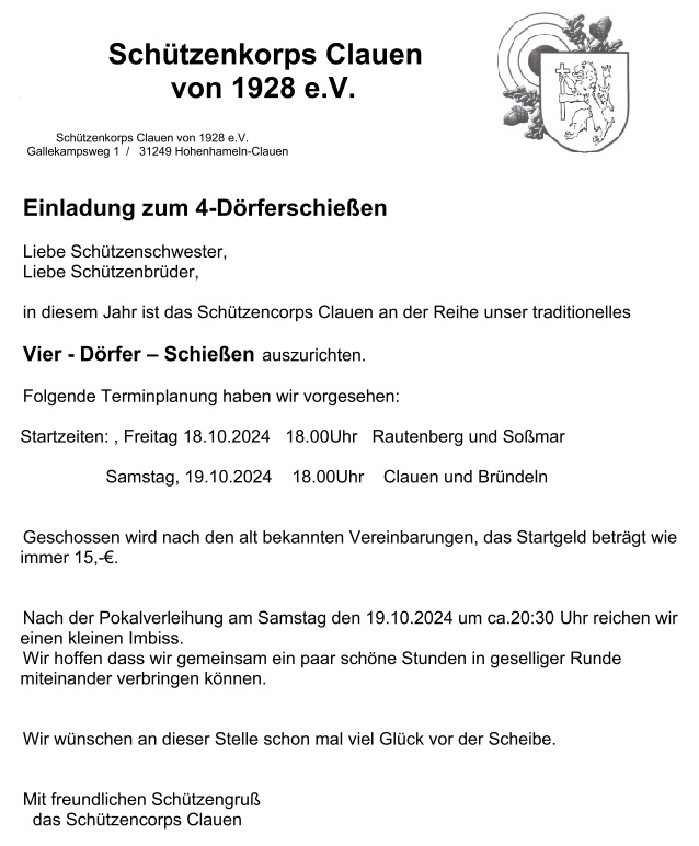 Einladung Vier Doerfer Schiessen 24