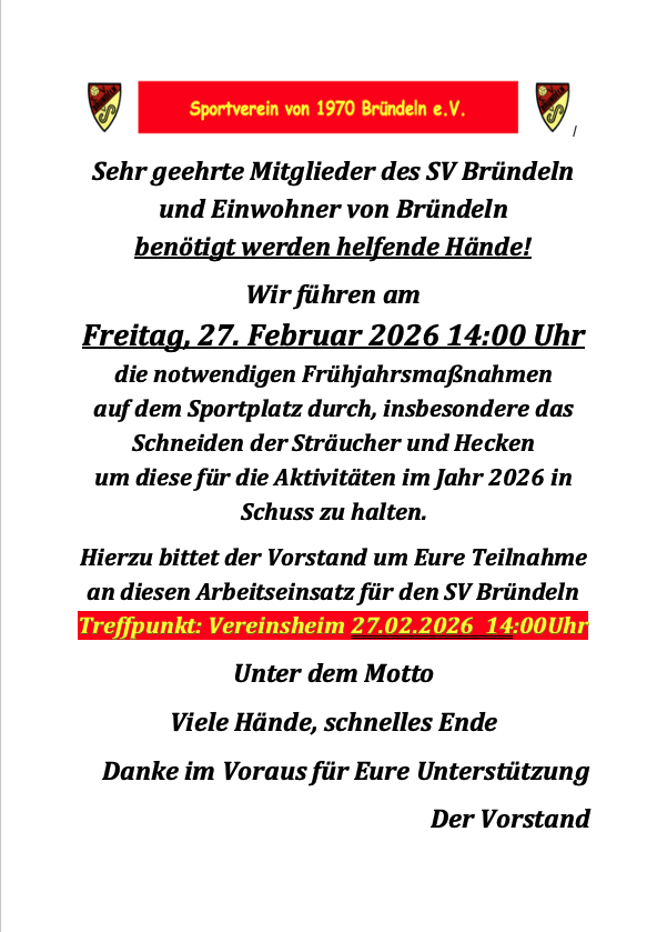 Arbeitseinsatz SV Bründeln 27 02 2026